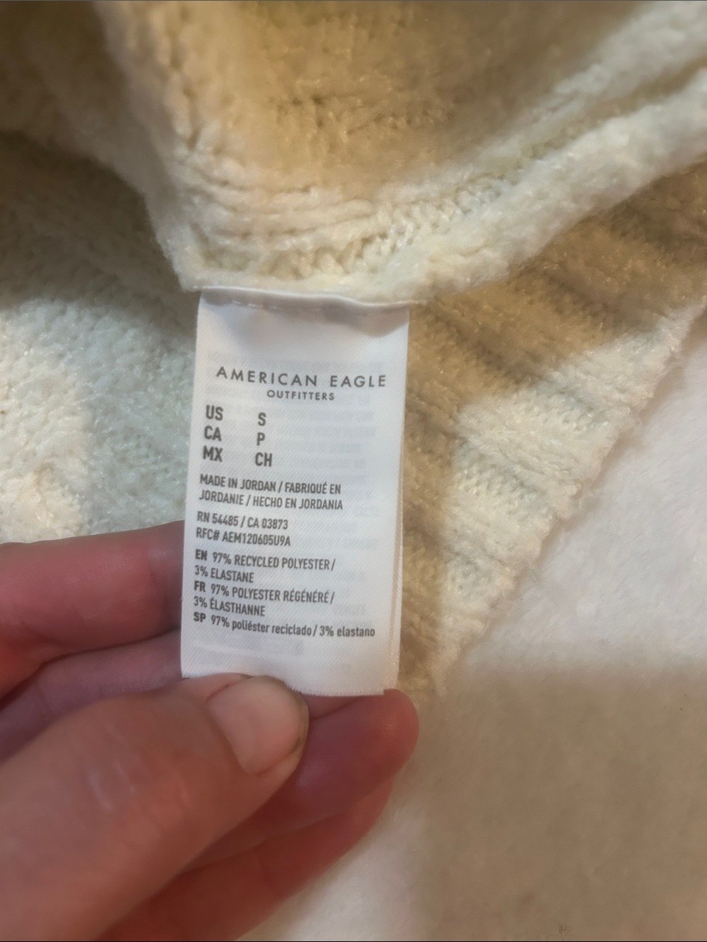 American Eagle Women’s Sweater Cream Cable-Knit Crewneck Size Small - Picture 3 of 8